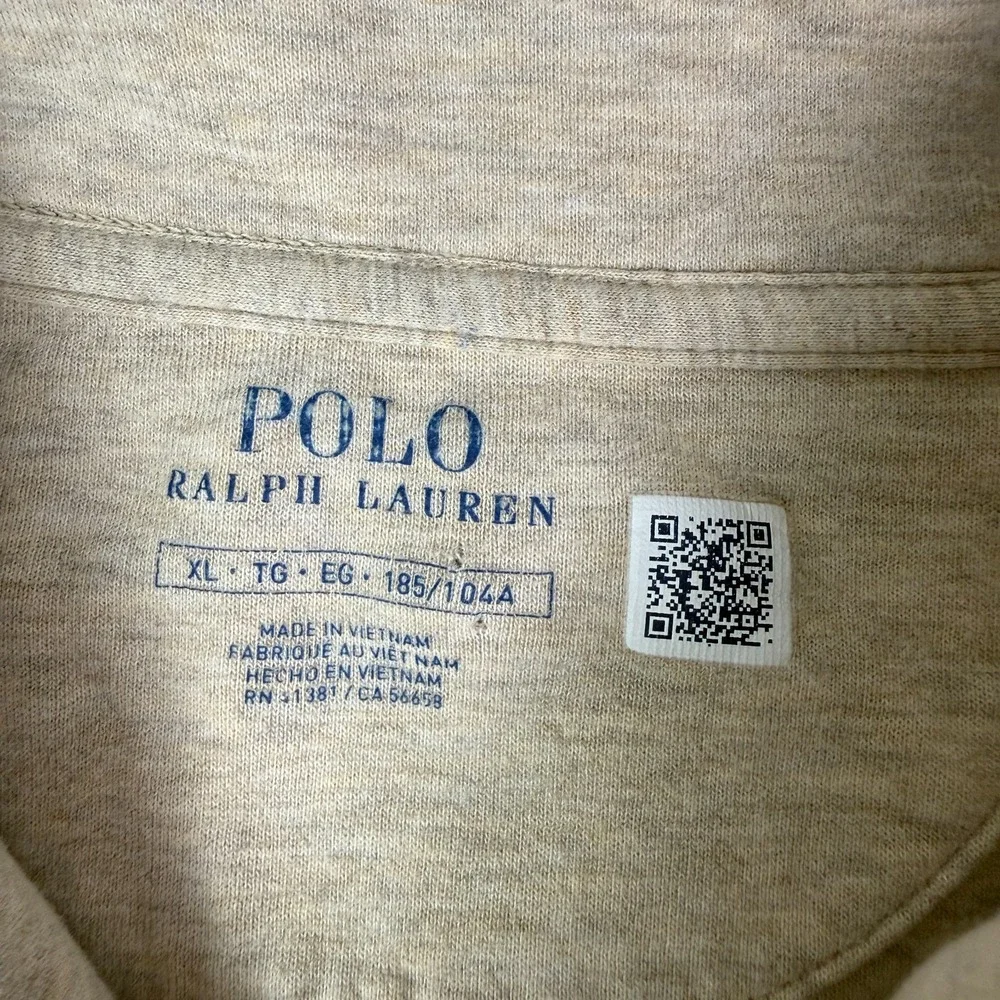 Polo Ralph Lauren Sweatshirt Mens XL Cream Shawl Collar Sweater Preppy Pony